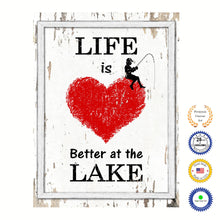Load image into Gallery viewer, Life Is Better At The Lake Vintage Saying Gifts Home Decor Wall Art Canvas Print with Custom Picture Frame