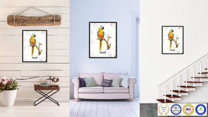 Parrot Bird Canvas Print, Black Picture Frame Gift Ideas Home Decor Wall Art Decoration