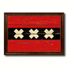 Load image into Gallery viewer, Amsterdam City Netherlands Country Vintage Flag Canvas Print Brown Picture Frame