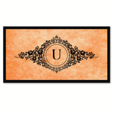 Load image into Gallery viewer, Alphabet Letter U Orange Canvas Print, Black Custom Frame