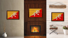 Load image into Gallery viewer, Bhutan Country Flag Vintage Canvas Print with Brown Picture Frame Home Decor Gifts Wall Art Decoration Artwork