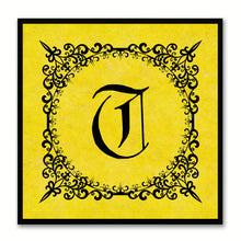 Load image into Gallery viewer, Alphabet T Yellow Canvas Print Black Frame Kids Bedroom Wall Décor Home Art