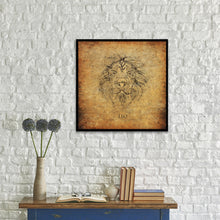 Load image into Gallery viewer, Zodiac Leo Horoscope Brown Canvas Print, Black Custom Frame