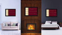 Load image into Gallery viewer, Qatar Country Flag Vintage Canvas Print with Black Picture Frame Home Decor Gifts Wall Art Decoration Artwork