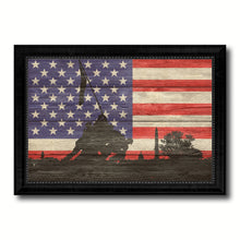 Load image into Gallery viewer, Iwo Jima World War 2 Veterans Flag Texture Canvas Print with Black Picture Frame Home Decor Man Cave Wall Art Collectible Decoration Artwork Gifts