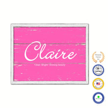Load image into Gallery viewer, Claire Name Plate White Wash Wood Frame Canvas Print Boutique Cottage Decor Shabby Chic