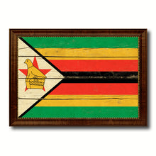 Load image into Gallery viewer, Zimbabwe Country Flag Vintage Canvas Print with Brown Picture Frame Home Decor Gifts Wall Art Decoration Artwork