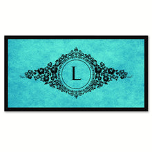 Load image into Gallery viewer, Alphabet Letter L Auqa Canvas Print, Black Custom Frame