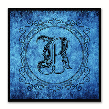 Load image into Gallery viewer, Alphabet R Blue Canvas Print Black Frame Kids Bedroom Wall Décor Home Art