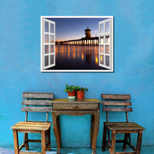 Load image into Gallery viewer, Huntington Beach California Picture French Window Framed Canvas Print Home Decor Wall Art Collection