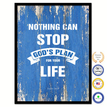 Load image into Gallery viewer, Nothing can stop God's plan for your life - Isaiah 14:27 Bible Verse Scripture Quote Blue Canvas Print with Picture Frame