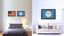 Load image into Gallery viewer, Boston City Massachusetts State Flag Canvas Print Brown Picture Frame
