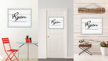 Load image into Gallery viewer, Ryan Name Plate White Wash Wood Frame Canvas Print Boutique Cottage Decor Shabby Chic