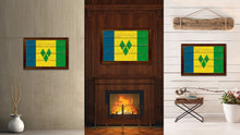 Load image into Gallery viewer, Saint Vincent & the Grenadines Country Flag Vintage Canvas Print with Brown Picture Frame Home Decor Gifts Wall Art Decoration Artwork