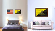 Load image into Gallery viewer, Gadsden Don't Tread on Me Military Flag Texture Canvas Print with Brown Picture Frame Home Decor Wall Art Gifts