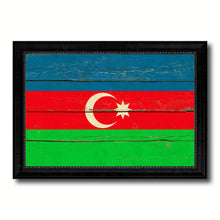 Load image into Gallery viewer, Azerbaijan Country Flag Vintage Canvas Print with Black Picture Frame Home Decor Gifts Wall Art Decoration Artwork