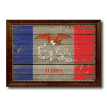Load image into Gallery viewer, Iowa State Vintage Flag Canvas Print with Brown Picture Frame Home Decor Man Cave Wall Art Collectible Decoration Artwork Gifts