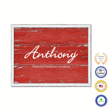 Load image into Gallery viewer, Anthony Name Plate White Wash Wood Frame Canvas Print Boutique Cottage Decor Shabby Chic
