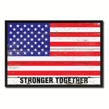 Load image into Gallery viewer, Stronger Together USA Flag Vintage Canvas Print with Picture Frame Home Decor Man Cave Wall Art Collectible Decoration Artwork Gifts