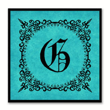 Load image into Gallery viewer, Alphabet G Aqua Canvas Print Black Frame Kids Bedroom Wall Décor Home Art