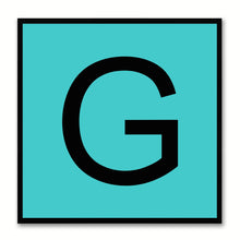 Load image into Gallery viewer, Alphabet G Aqua Canvas Print Black Frame Kids Bedroom Wall Décor Home Art