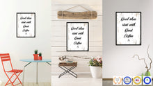 Load image into Gallery viewer, Good Ideas Start With Great Coffee Quote Saying Canvas Print Black Picture Frame Wall Art Gift Ideas