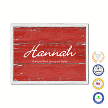 Load image into Gallery viewer, Hannah Name Plate White Wash Wood Frame Canvas Print Boutique Cottage Decor Shabby Chic