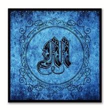 Load image into Gallery viewer, Alphabet M Blue Canvas Print Black Frame Kids Bedroom Wall Décor Home Art