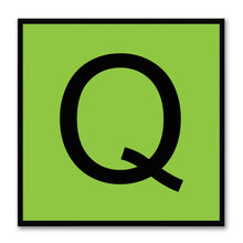 Load image into Gallery viewer, Alphabet Q Green Canvas Print Black Frame Kids Bedroom Wall Décor Home Art