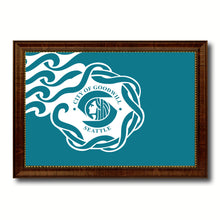 Load image into Gallery viewer, Seattle City Washington State Flag Canvas Print Brown Picture Frame