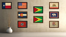 Load image into Gallery viewer, Guyana Country Flag Vintage Canvas Print with Brown Picture Frame Home Decor Gifts Wall Art Decoration Artwork