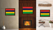 Load image into Gallery viewer, Mauritius Country Flag Vintage Canvas Print with Brown Picture Frame Home Decor Gifts Wall Art Decoration Artwork