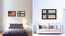 Load image into Gallery viewer, Finland Country Flag Texture Canvas Print with Brown Custom Picture Frame Home Decor Gift Ideas Wall Art Decoration