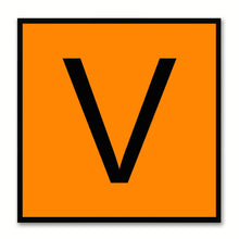 Load image into Gallery viewer, Alphabet V Orange Canvas Print Black Frame Kids Bedroom Wall Décor Home Art