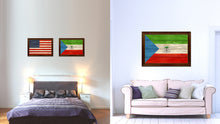 Load image into Gallery viewer, Equatorial Guinea Country Flag Texture Canvas Print with Brown Custom Picture Frame Home Decor Gift Ideas Wall Art Decoration