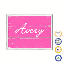 Load image into Gallery viewer, Avery Name Plate White Wash Wood Frame Canvas Print Boutique Cottage Decor Shabby Chic