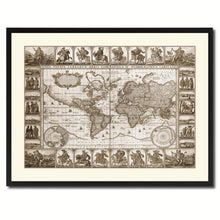 Load image into Gallery viewer, Geographic Vintage Sepia Map Canvas Print, Picture Frame Gifts Home Decor Wall Art Decoration