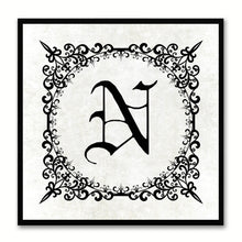 Load image into Gallery viewer, Alphabet N White Canvas Print Black Frame Kids Bedroom Wall Décor Home Art