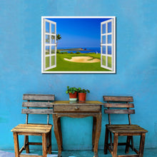 Load image into Gallery viewer, Coastal Golf Course Picture French Window Framed Canvas Print Home Decor Wall Art Collection
