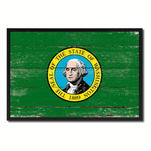 Load image into Gallery viewer, Washington State Flag Vintage Canvas Print with Black Picture Frame Home DecorWall Art Collectible Decoration Artwork Gifts