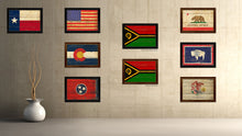 Load image into Gallery viewer, Vanuatu Country Flag Vintage Canvas Print with Brown Picture Frame Home Decor Gifts Wall Art Decoration Artwork