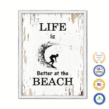 Load image into Gallery viewer, Life Is Better At The Beach Vintage Saying Gifts Home Decor Wall Art Canvas Print with Custom Picture Frame