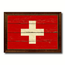 Load image into Gallery viewer, Switzerland Country Flag Vintage Canvas Print with Brown Picture Frame Home Decor Gifts Wall Art Decoration Artwork
