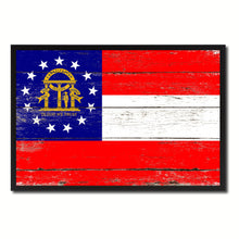 Load image into Gallery viewer, Georgia State Flag Vintage Canvas Print with Black Picture Frame Home DecorWall Art Collectible Decoration Artwork Gifts