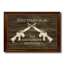 Load image into Gallery viewer, 2nd Amendment Dont Tread On Me M4 Rifle Military Flag Texture Canvas Print with Brown Picture Frame Home Decor Wall Art Gifts