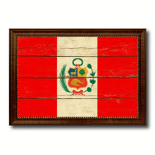 Load image into Gallery viewer, Peru Country Flag Vintage Canvas Print with Brown Picture Frame Home Decor Gifts Wall Art Decoration Artwork