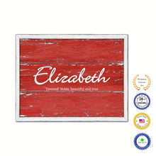 Load image into Gallery viewer, Elizabeth Name Plate White Wash Wood Frame Canvas Print Boutique Cottage Decor Shabby Chic