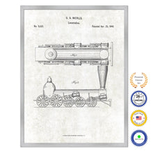 Load image into Gallery viewer, 1848 Locomotive Old Patent Art Print on Canvas Custom Framed Vintage Home Decor Wall Decoration Great for Gifts