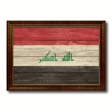 Load image into Gallery viewer, Iraq Country Flag Texture Canvas Print with Brown Custom Picture Frame Home Decor Gift Ideas Wall Art Decoration