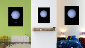 Uranus Print on Canvas Planets of Solar System Black Custom Framed Art Home Decor Wall Office Decoration